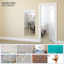 9 Pcs Silver Mirror Tiles Self Adhesive Back Square Bathroom Wall Sticker Decor 