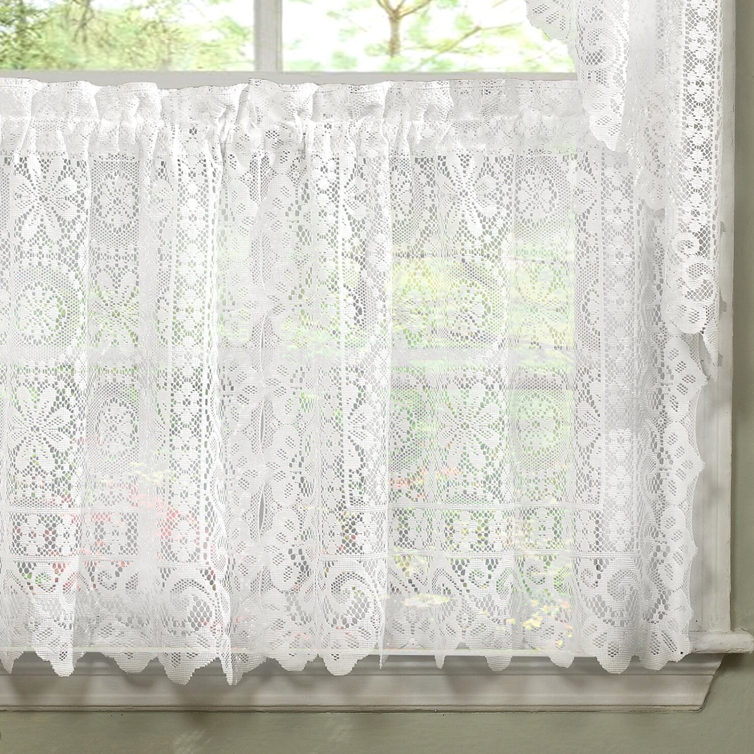 Vintage Style Lace Coffee Curtain Kitchen Curtain Vintage Style Window Scarf 