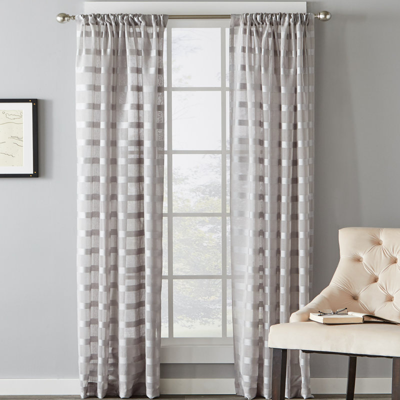 Charlton Home Knap Striped Sheer Rod Pocket Single Curtain Panel Reviews Wayfair