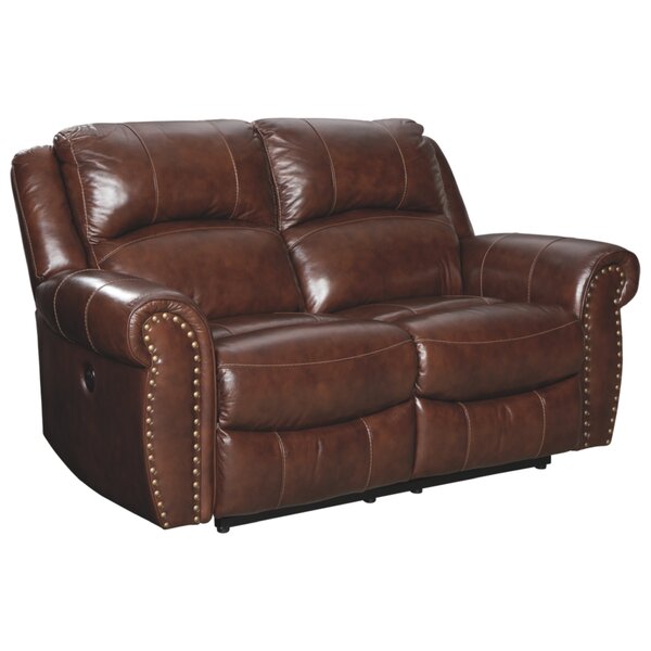 full grain leather reclining loveseat