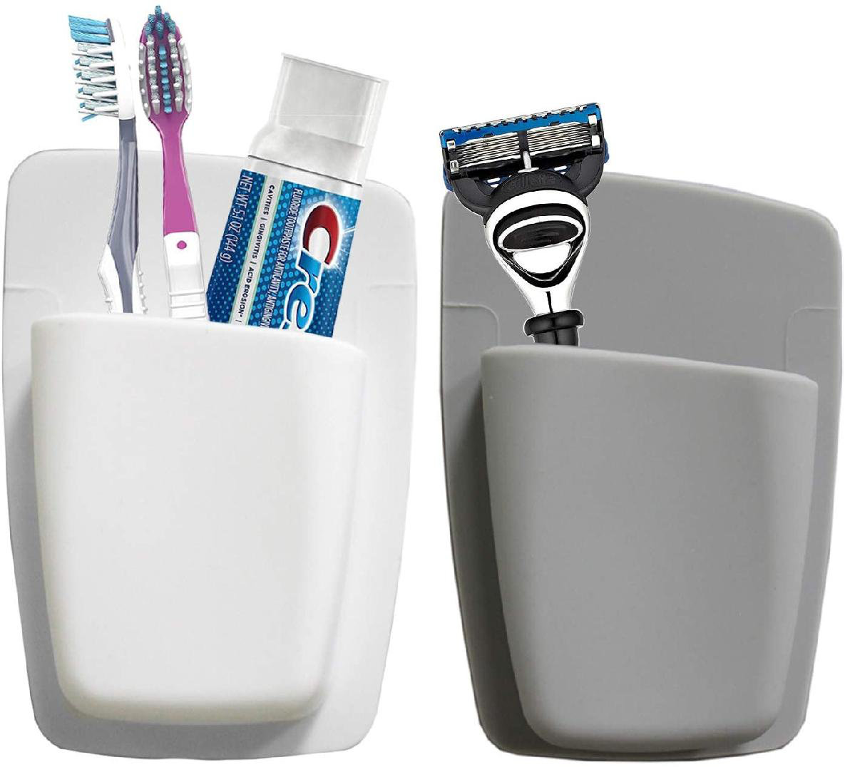 2pcs Simple Useful Toothbrush Holders Toothpaste Organizer for Indoor Home 