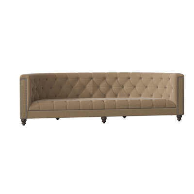 Sarah Sofa My Chic Nest Body Fabric Everglades 021 Frame Finish Brown Mahogany Nailhead Detail Shiny Nickel