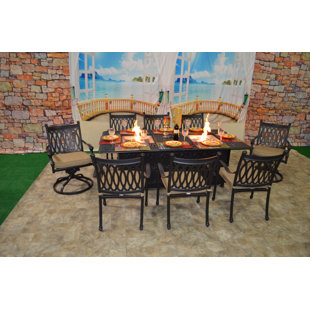 Go to store & view more images Baragrey 9 Piece Sunbrella Dining Set with Cushions by Fleur De Lis Living