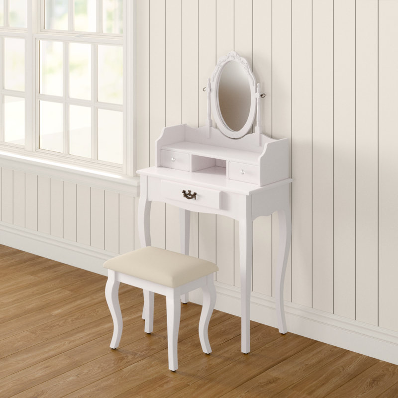 Fleur De Lis Living Lucy Dressing Table Set With Mirror Reviews