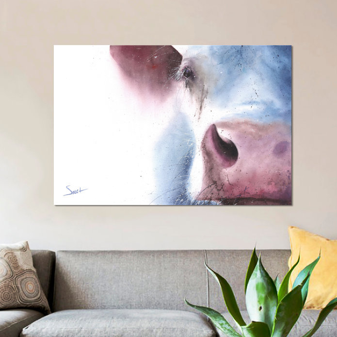 East Urban Home Watercolor Cow Watercolor Painting Print On