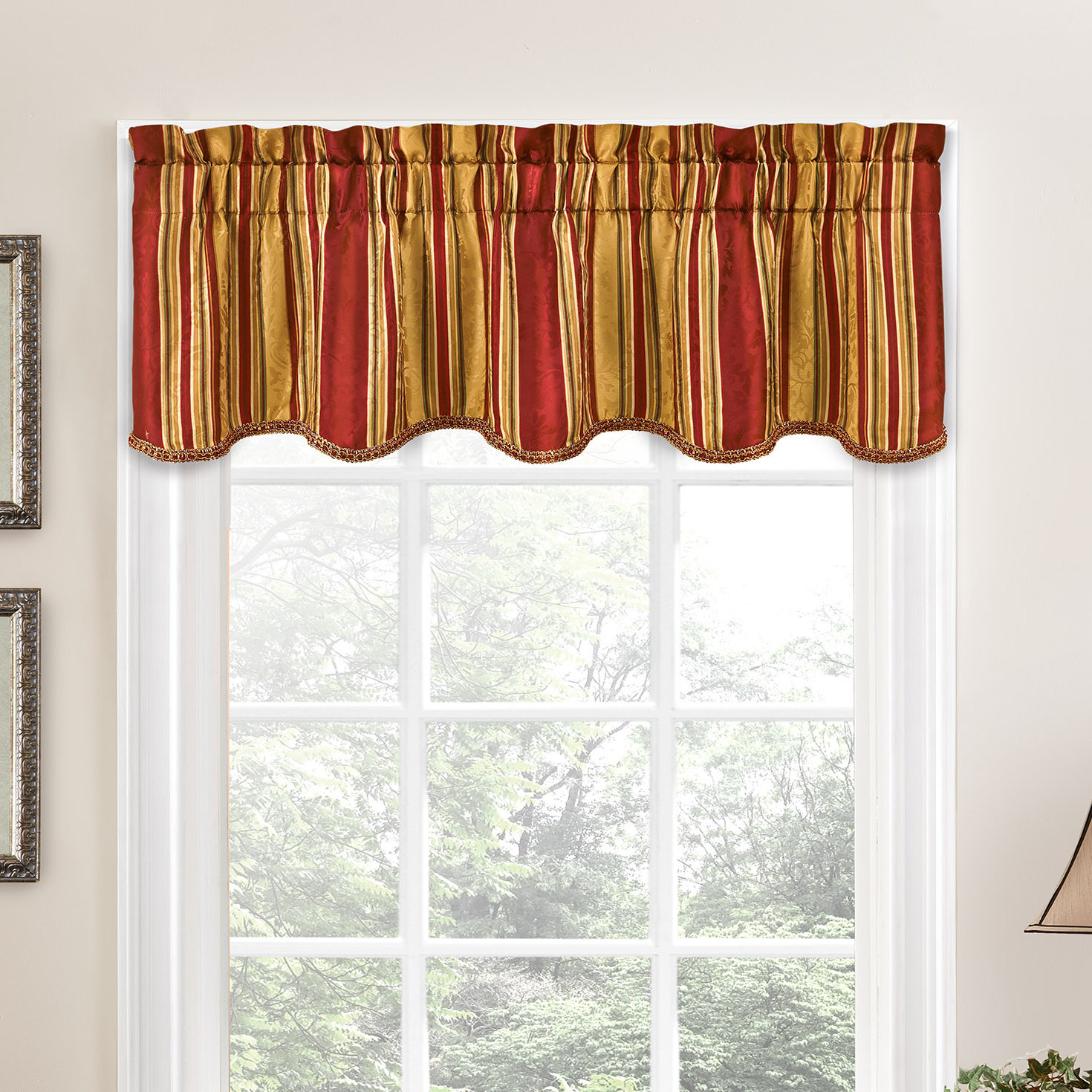Traditions By Waverly Stripe Ensemble Scalloped 52 Curtain