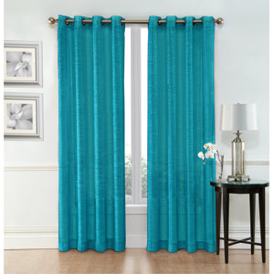 Belser Solid Semi-Sheer Grommet Curtain Panels (Set of 2)