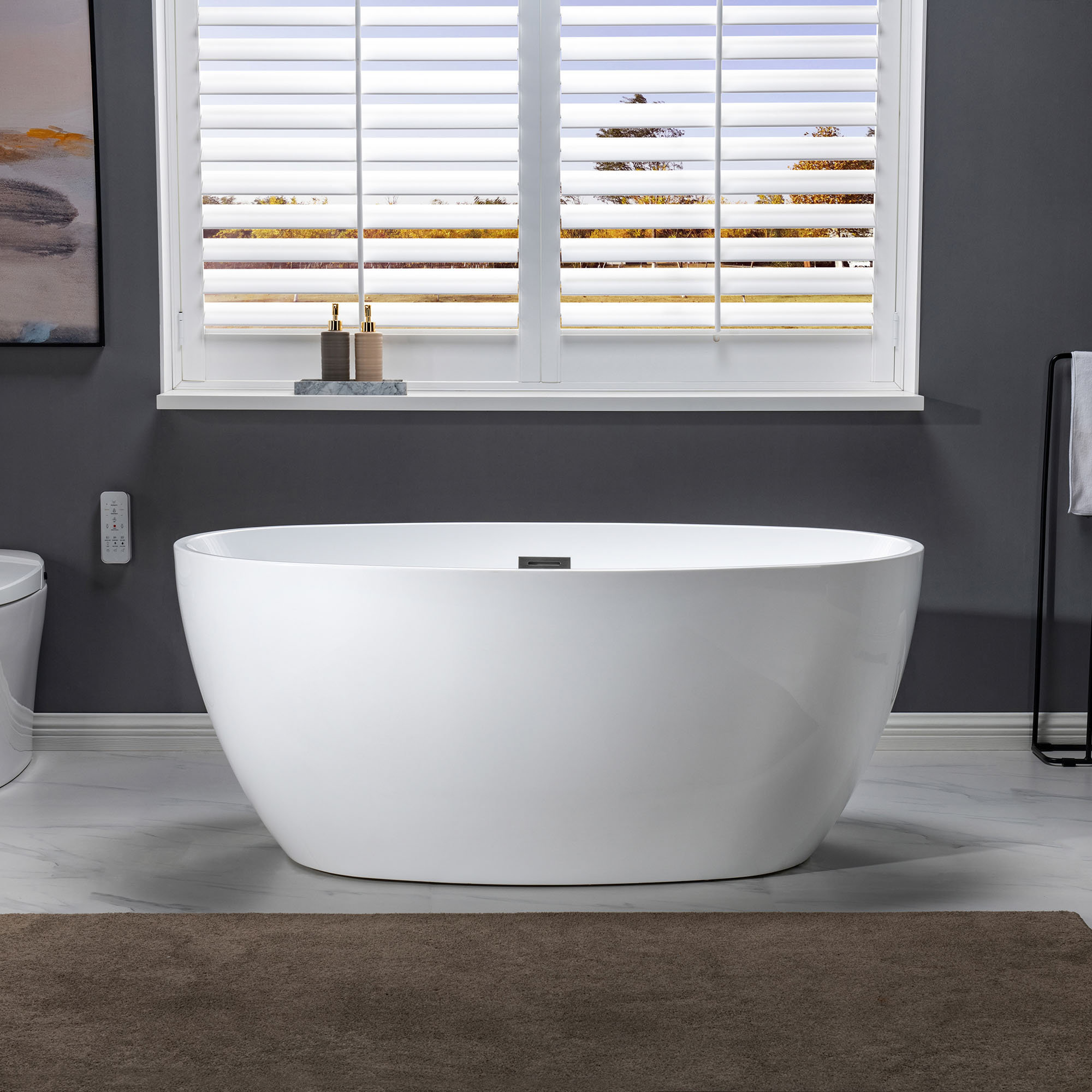 WoodBridge 55" x 32" Freestanding Soaking Acrylic Bathtub & Reviews
