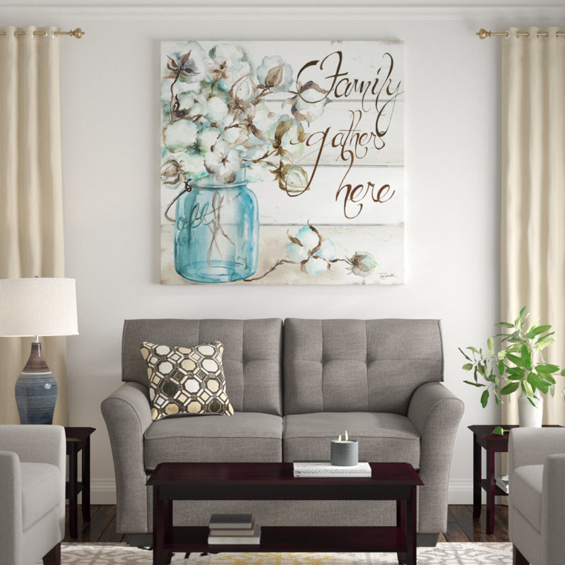 East Urban Home Cotton Boll In Mason Jar Family Gathers Here