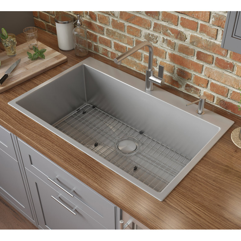Ruvati Tirana 28 L X 22 W Drop In Kitchen Sink With Basket Strainer Reviews Wayfair