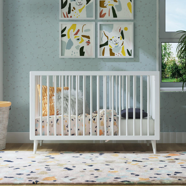 Walnut Novogratz Harper 3-In-1 Convertible Baby Crib for Nursery 