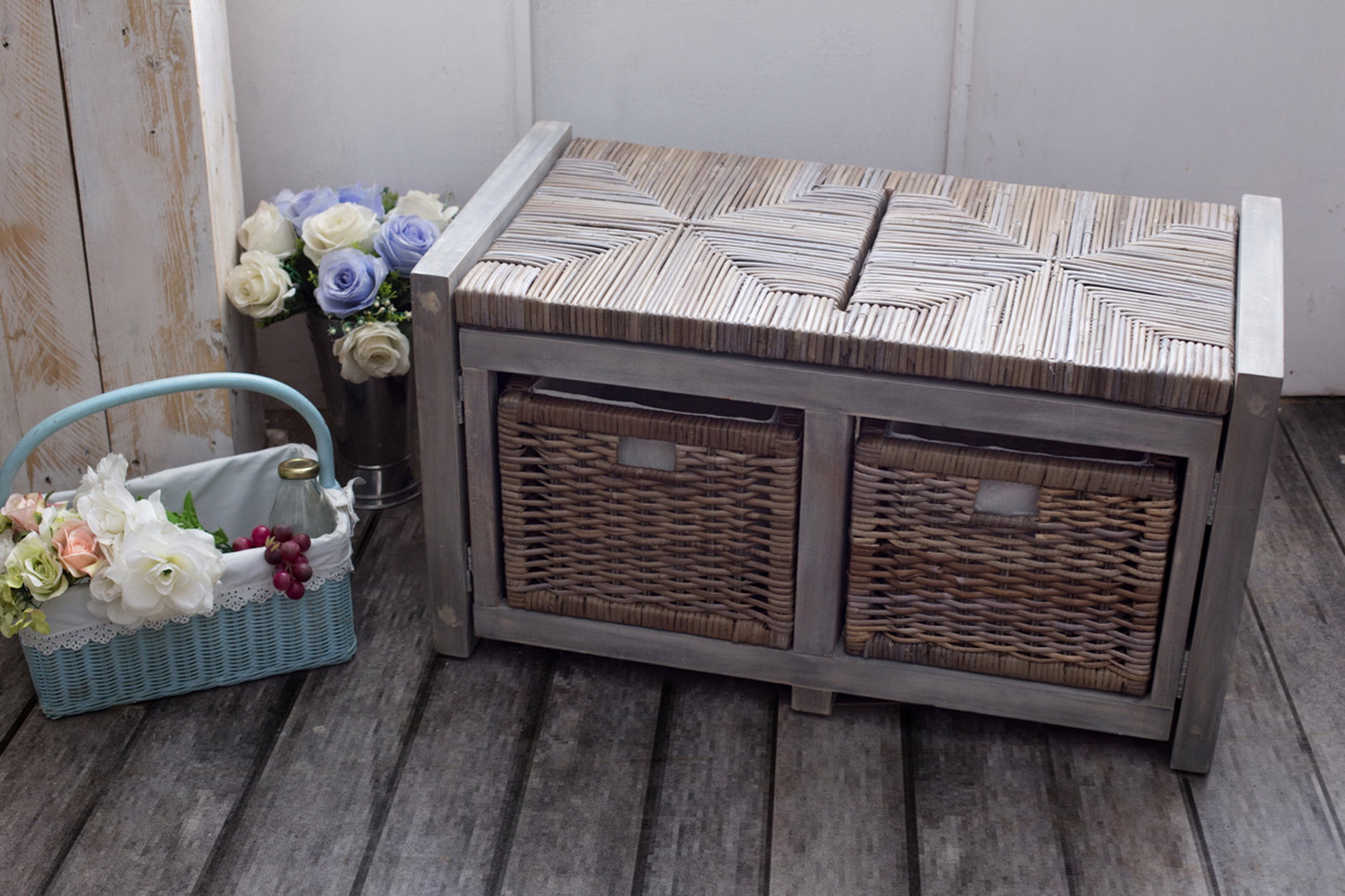 Breakwater Bay Wicker Storage Hall Bench Wayfair