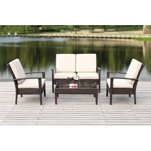 Outdoor 4 Piece Deep Seating Group with Cushions