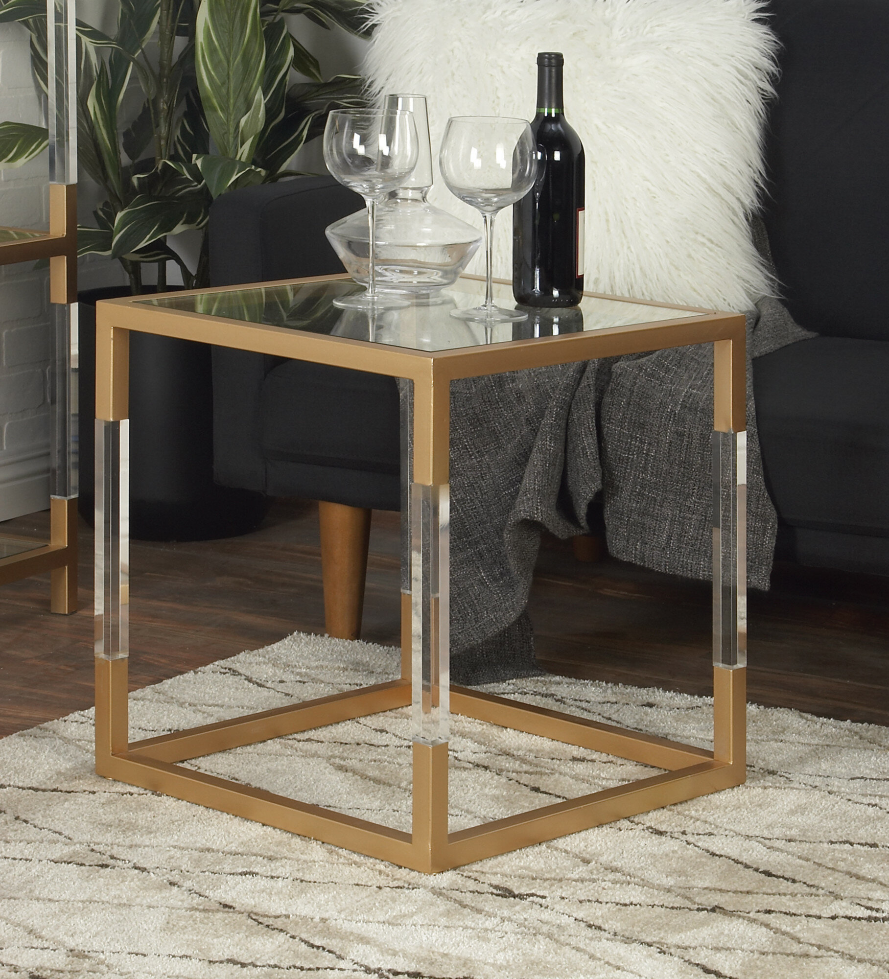 glass acrylic end table