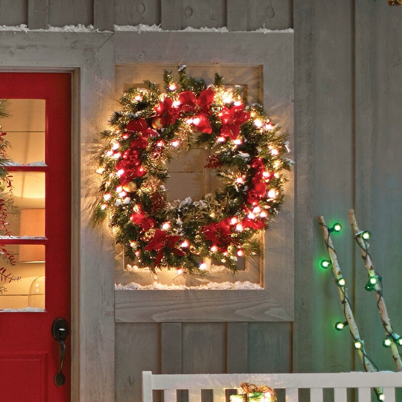 The Holiday Aisle® Faux Lighted Mixed Assortment 36'' Wreath & Reviews ...