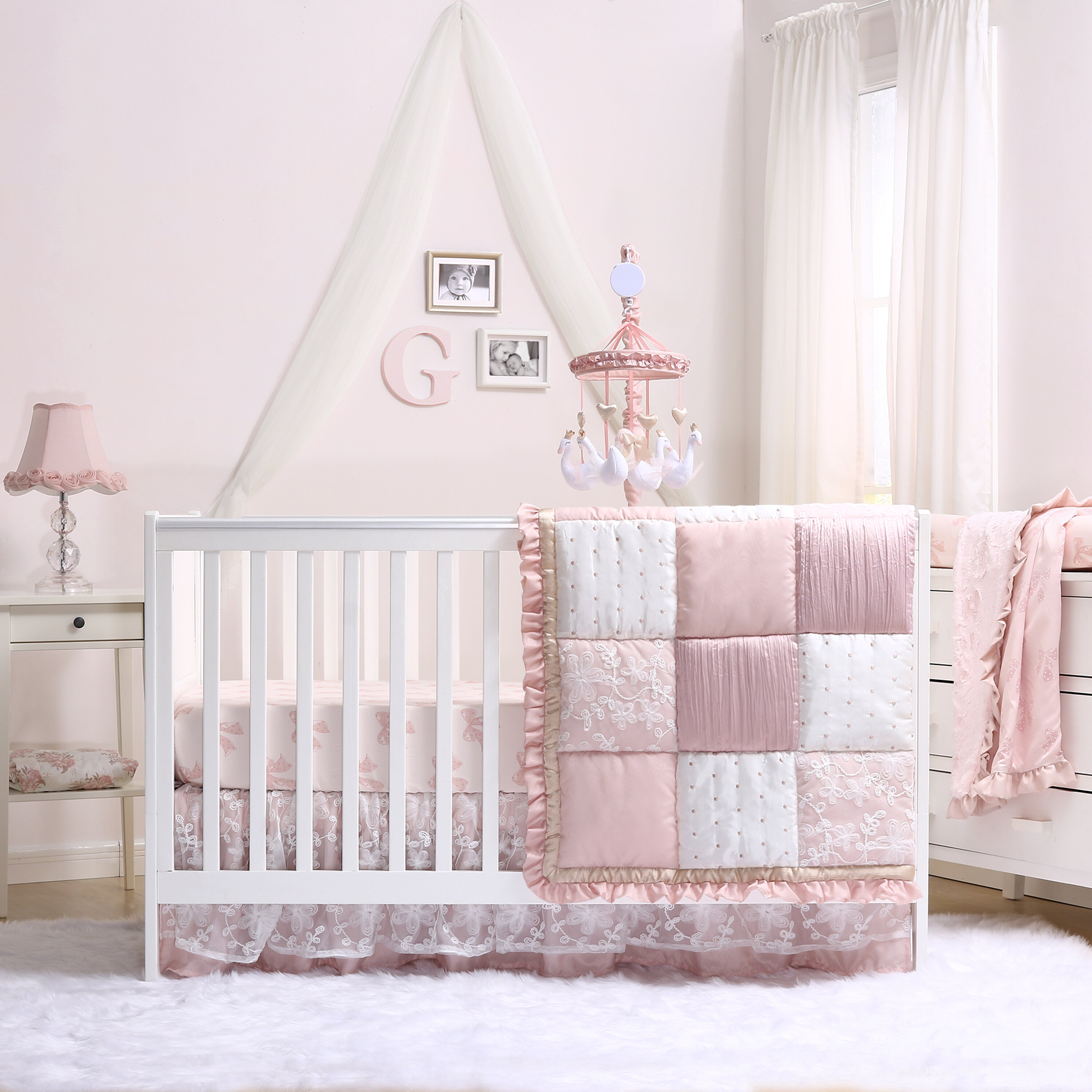 pink baby bedding set