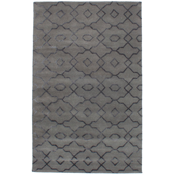 Mercer41 Cafar Abstract Art Hand Tufted Wool Silk Gray Area Rug