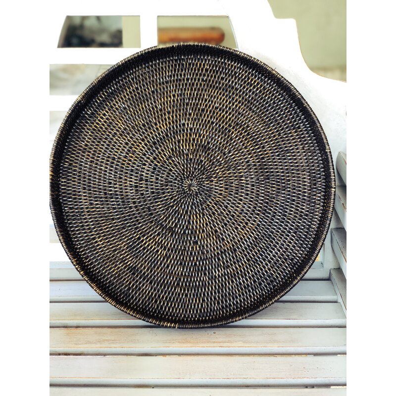 round serving tray for ottoman