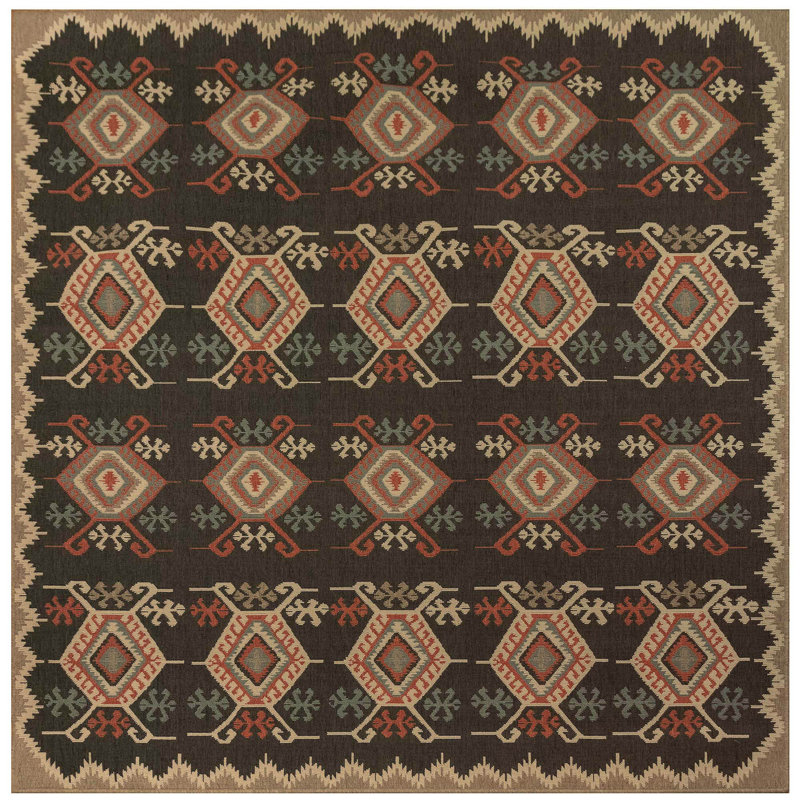 Millwood Pines Tayler Southwestern Power Loom Black Indoor Outdoor Rug Reviews Wayfair