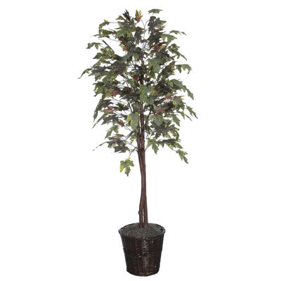 Alcott Hill Economy Artificial Potted Natural Frosted Maple Tree in Basket