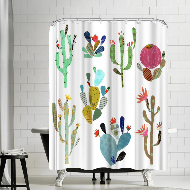 East Urban Home Liz And Kate Pope Cactus Art Shower Curtain Wayfair