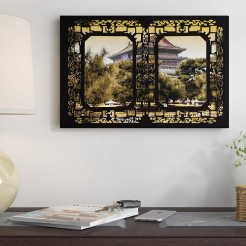 East Urban Home China Window View V Photographic Print On Wrapped Canvas In Black Green Wayfair