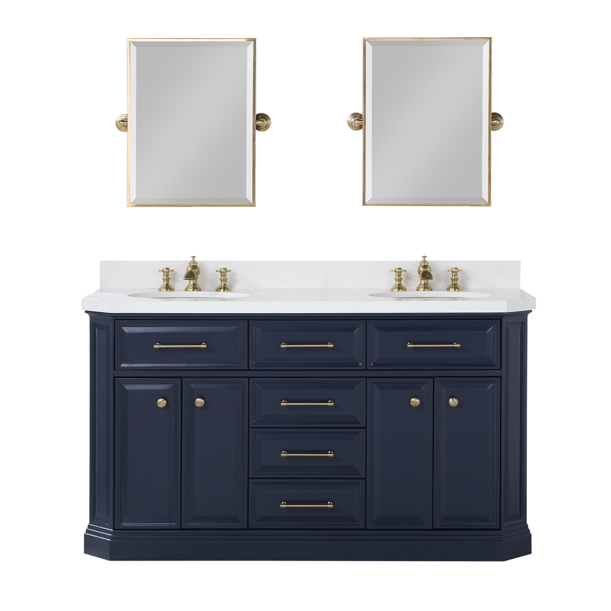 Gold Flamingo Caius 60 Double Bathroom Vanity Set With Mirror Wayfair