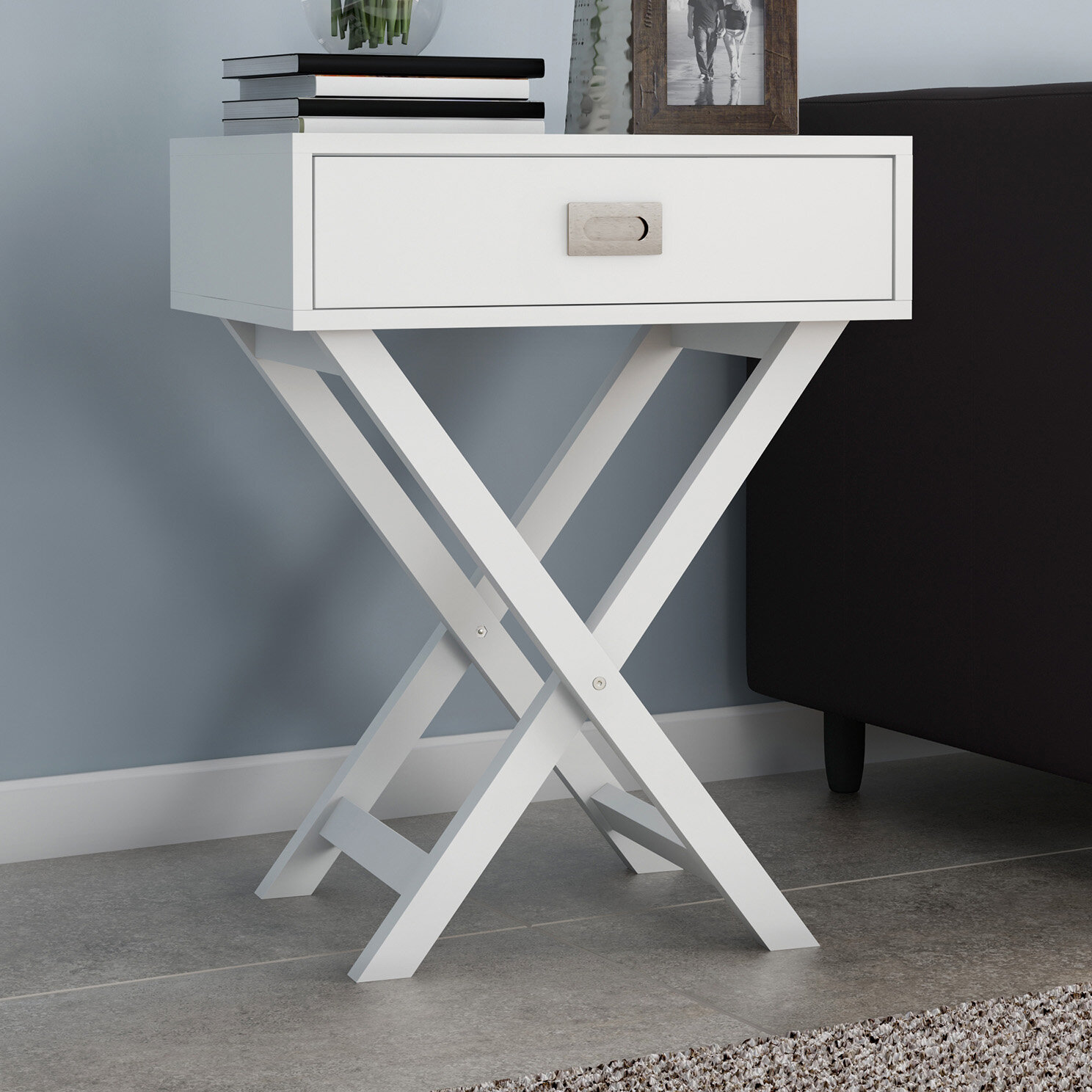 Brayden Studio Armonie Cross Legs End Table With Storage Wayfair