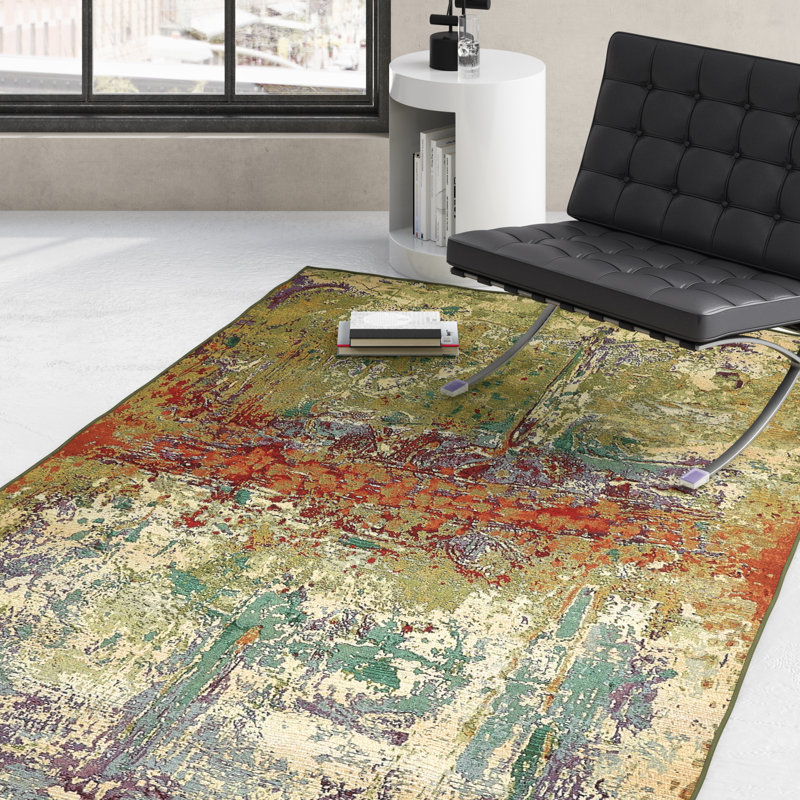 Wade Logan Barone Abstract Green Area Rug Reviews Wayfair