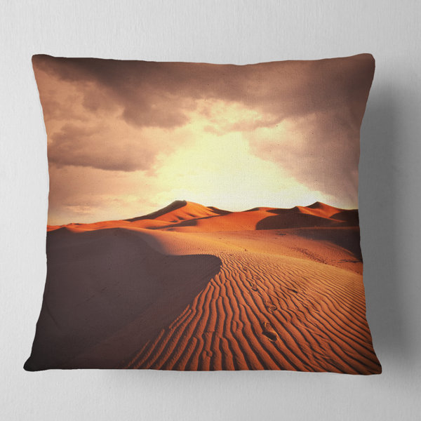 East Urban Home Desert Dunes Under Cloudy Sky Landscape Printed Pillow Wayfair