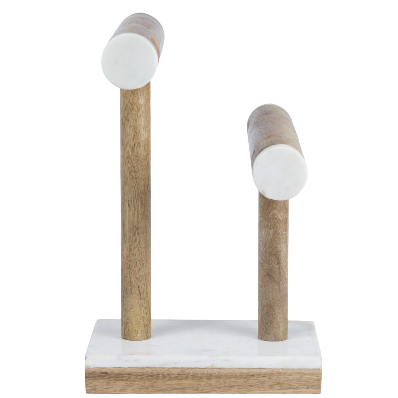 Brayden Studio Natural Marble Stone And Mango Wood 2 Tier Necklace