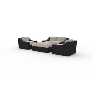 Go to store & view more images Bungalow Rose Boothby 4 Piece Rattan Sunbrella Sofa Set with Cushions