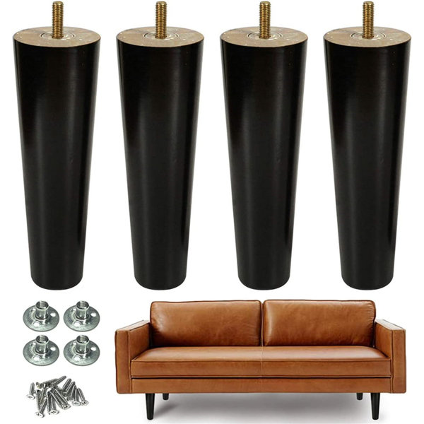 Leg Daddy® 3" Dark Walnut Finish Square Tapered Wood Sofa Legs Set of 4 