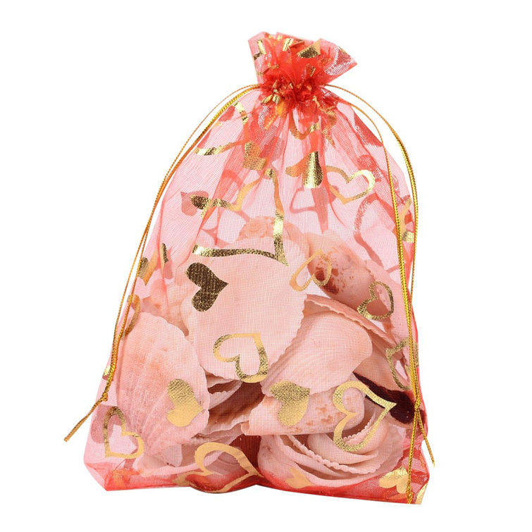 100pcs  Love Heart Drawstring Gift Pouch Candy Bag Gifts Favor 