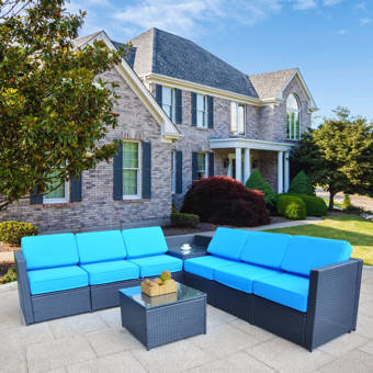 Wrought Studio Lecroy 7 Piece Sectional Set With Cushions Reviews Wayfair