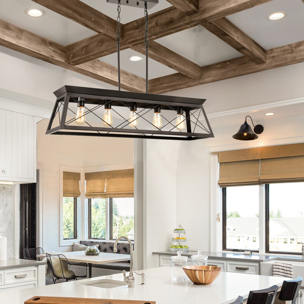 Gracie Oaks Afrim 5 - Light Kitchen Island Modern Linear Chandelier ...