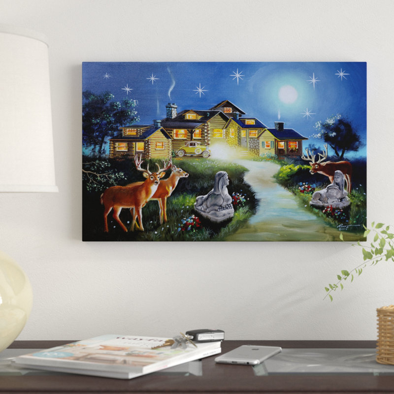 Winston Porter Deer In The Yard Acrylic Painting Print On