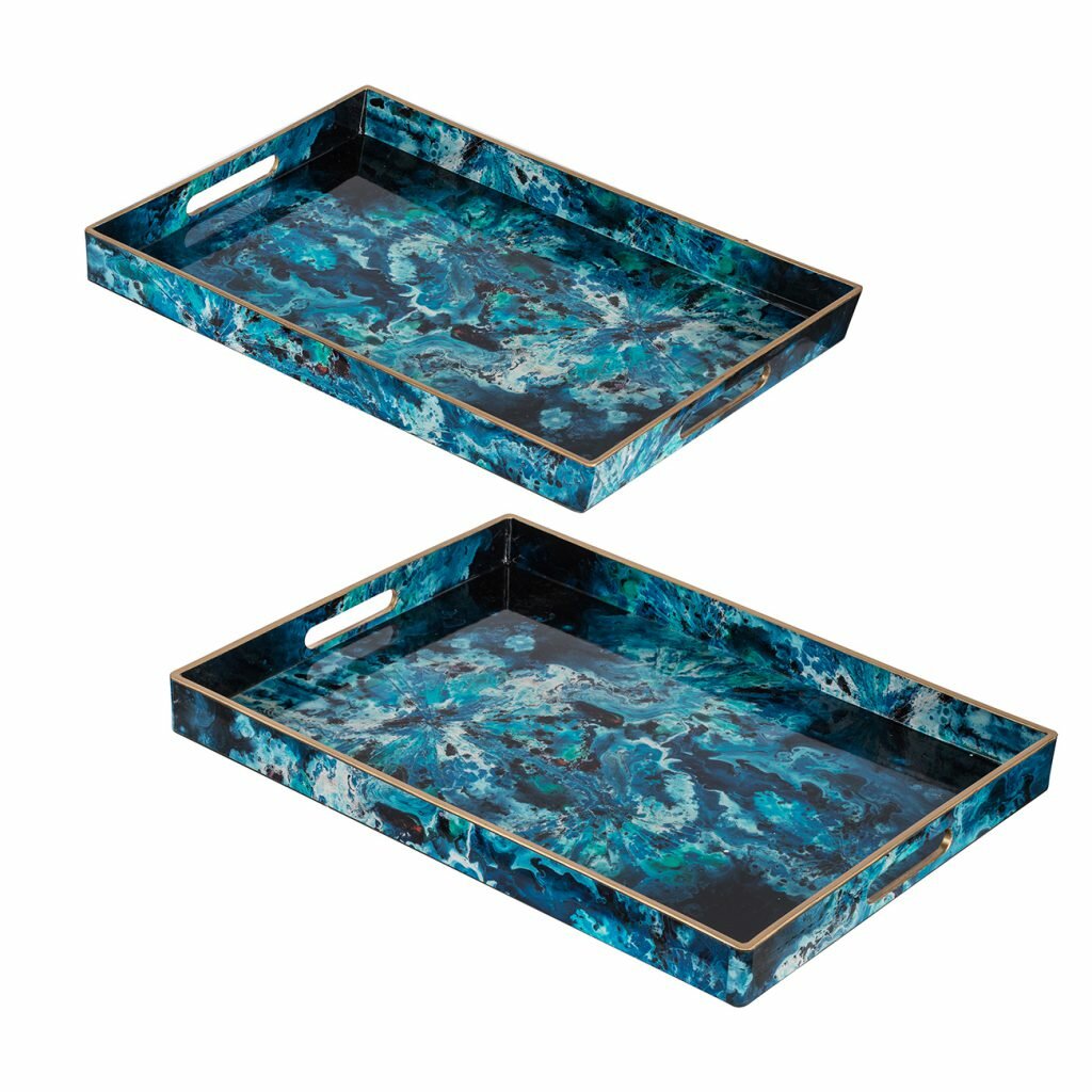 teal decorative tray