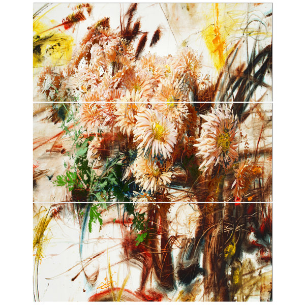 East Urban Home Autumn Daisy Flowers Oil Painting Print Multi
