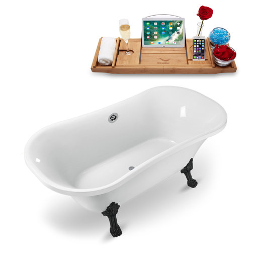 StreamlineBath 68" x 34" Clawfoot Soaking Bathtub with ...