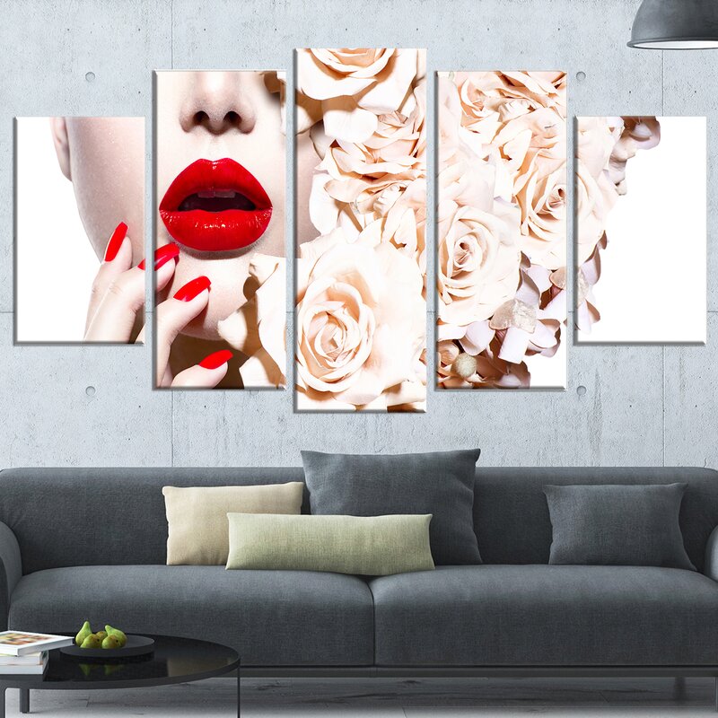 Mercer41 Fashion Sexy Woman With Flowers Sensual 5 Piece Wall Art On Wrapped Canvas Set Reviews Wayfair