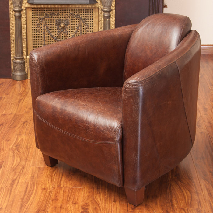 Latitude Run® Orion 30.31’’ Wide Tufted Genuine Leather Top Grain