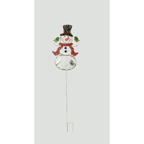 White Transpac Imports D1456 Metal Snowman Christmas Character Yardstake Decor 