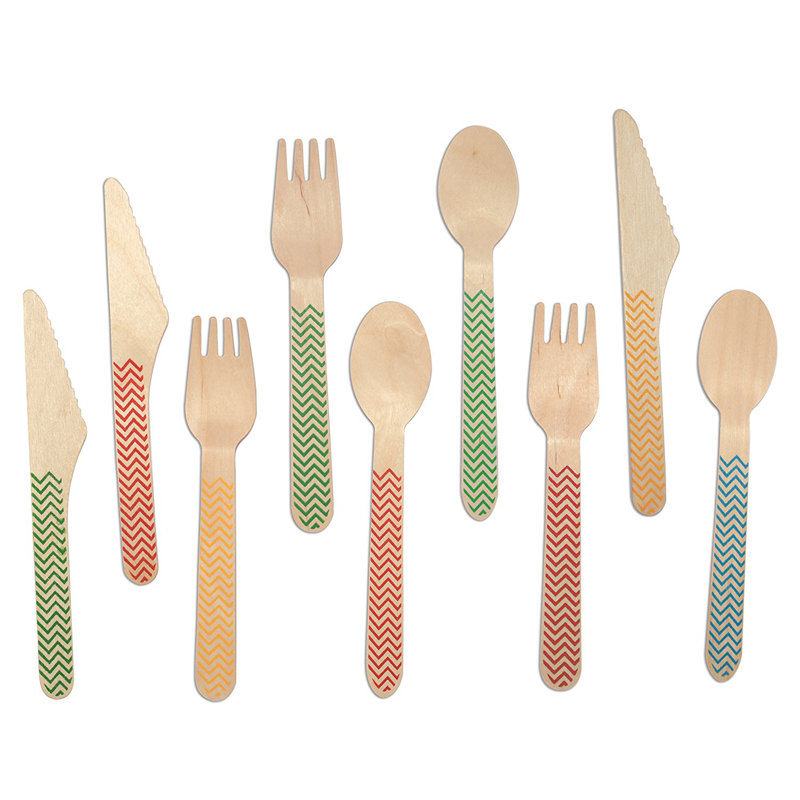 Catereco Zig Zag Print Wood Disposable Flatware Set Wayfair