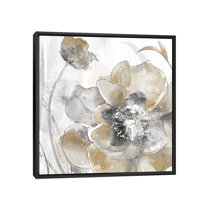 Maria Donovan Taupe Spring Poppy Wedge Frame Picture Canvas Flowers Poppy Modern 