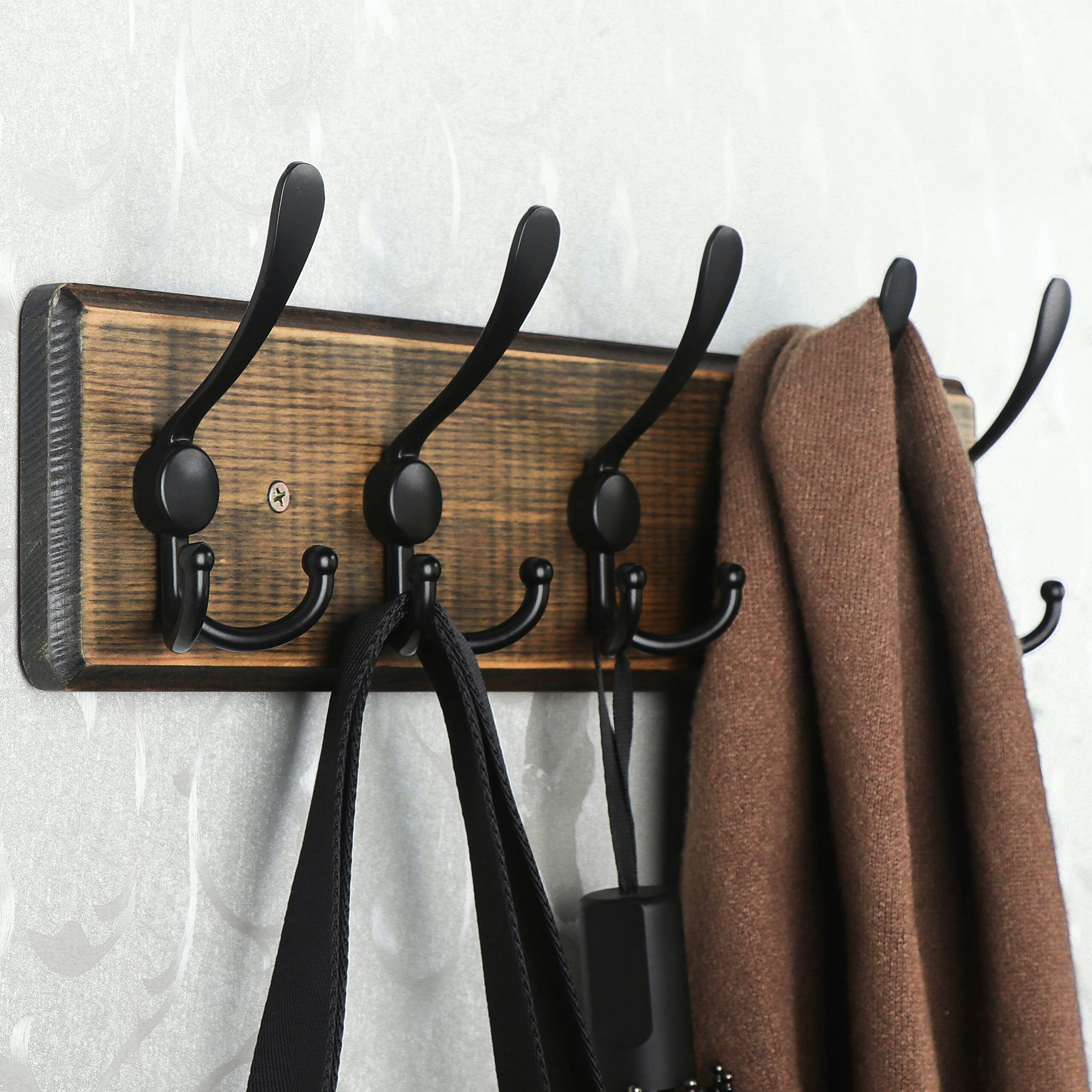 Robe Hook Wall Mounted Coat Rack Hat Clothes Hanging Hanger Wooden