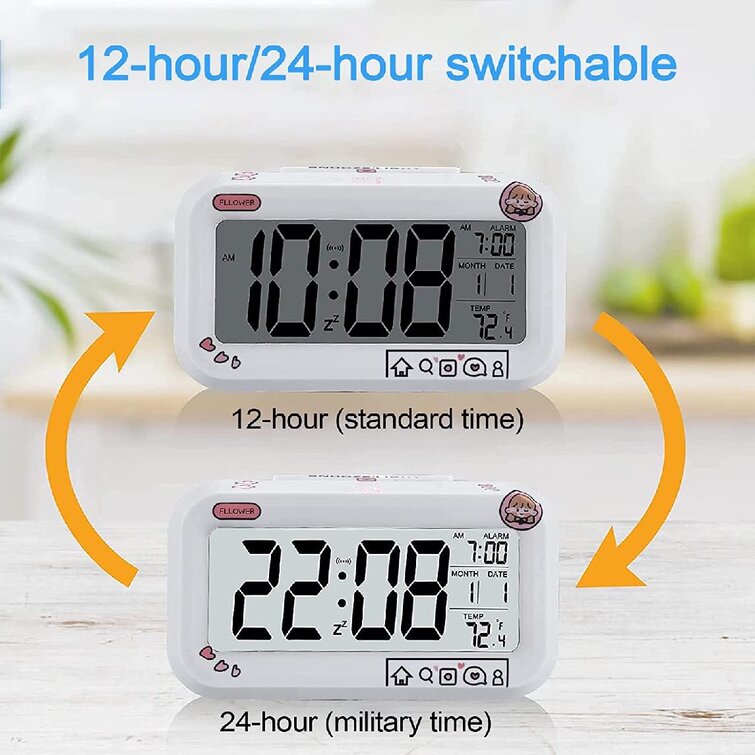 LCD Digital Clock Battery Operated Snooze Alarm Clocks Kids Room Christmas Gift 