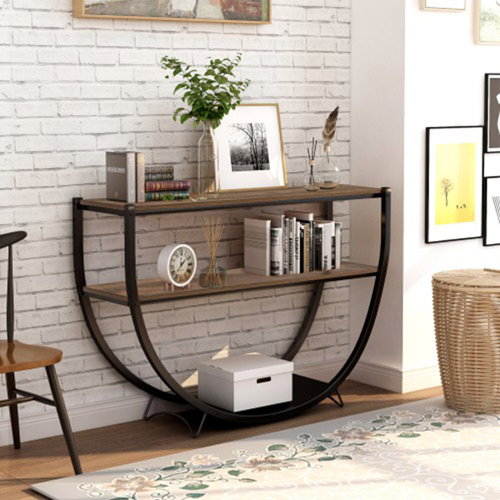 Modern Stylish 2 Tier Industrial Side Table Living Lounge Bookshelf Storage 