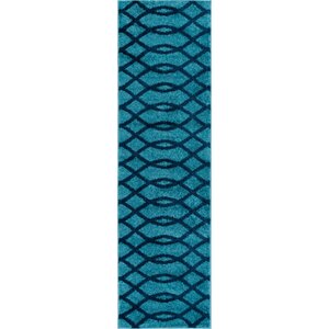 Mystic Poofy Modern Abstract Lines Light Blue Area Rug