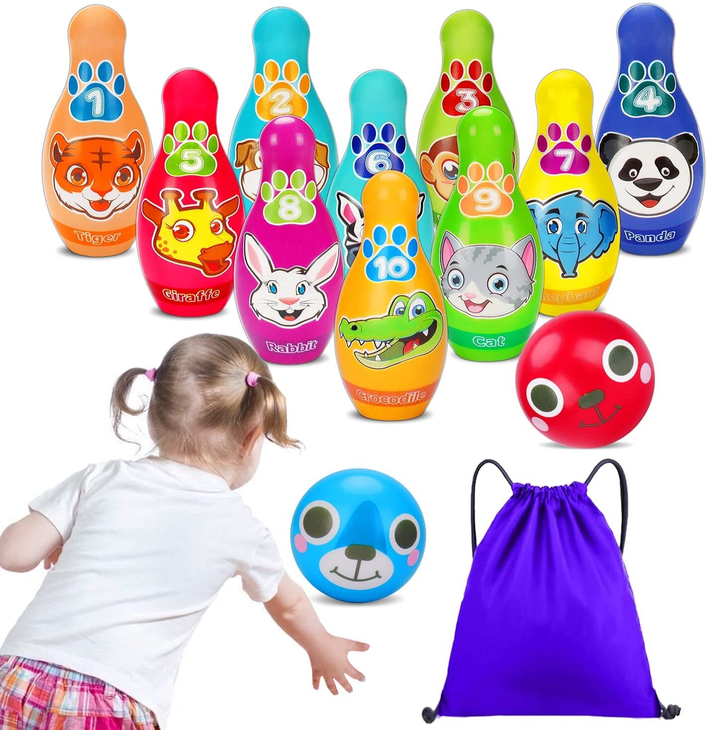 Kids Bowling Toy Set Foam Ball Toys for Children Toddlers Boys Girls age 3 years 